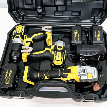 UYUSTOOLS KIT DE INALAMBRICO (AMOLADOR + TALADRO + LLAVE DE IMPACTO 20V UY-IKC02-2047