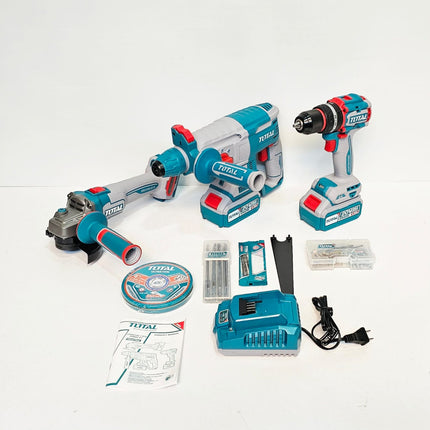 TOTAL COMBO TALADRO INALAMBRICO + ROTOMARTILLO + PULIDORA 20V UTOSLI241198