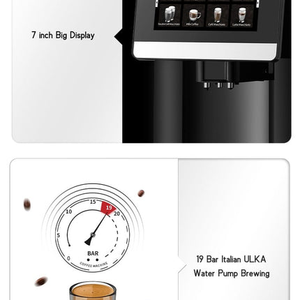Cafetera Automática Profesional 19 Bares con Pantalla Táctil de 7" – 20 Bebidas