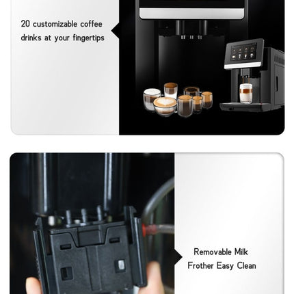 Cafetera Automática Profesional 19 Bares con Pantalla Táctil de 7" – 20 Bebidas