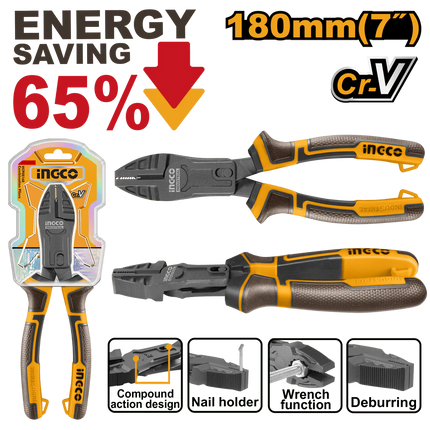 INGCO ALICATE DE COMBINACION MULTIUSO 7" (190MM) HCCP58180