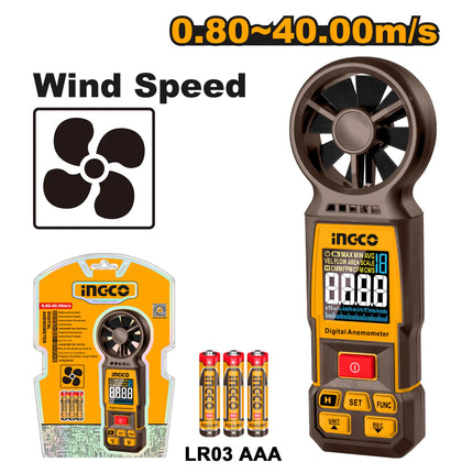 INGCO ANEMOMETRO  DIGITAL 0.80 - 40.00 M/S HETAN031