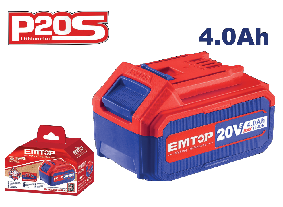 EMTOP BATERIA DE ION DE LITIO 20V 4,0 AH - EBPK20021