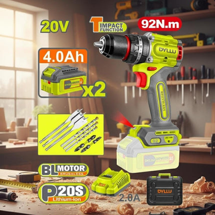 DYLLU TALADRO PERCUTOR INALAMBRICO 1/2'' 92NNM 20V UDTCDP9281