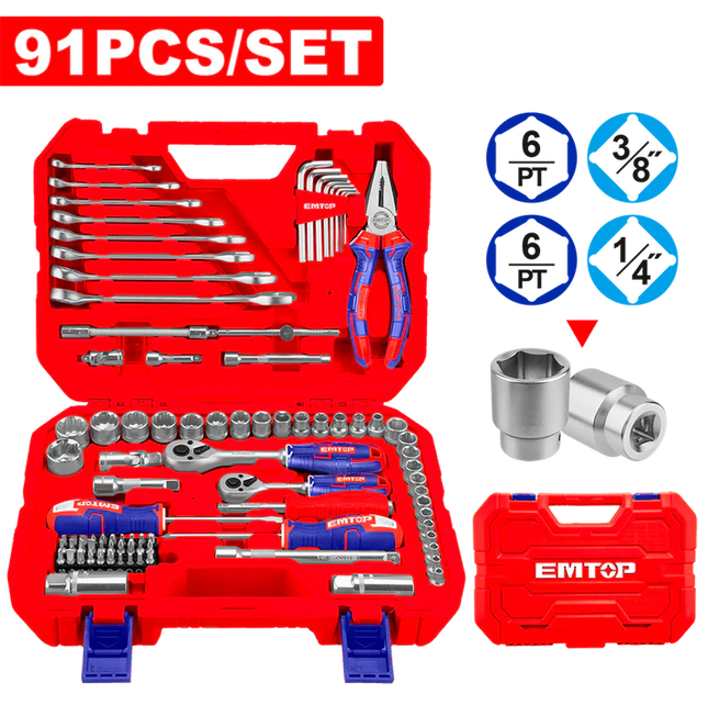 EMTOP JUEGO DE HERRAMIENTAS 91 PIEZAS EHTS00911