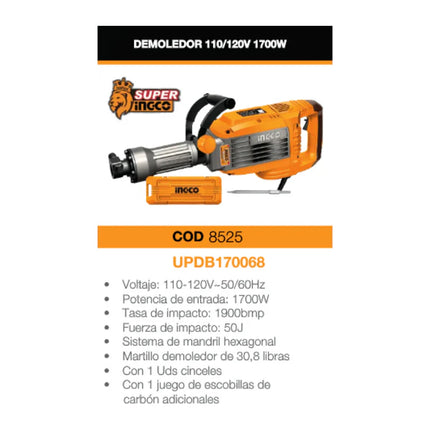 INGCO DEMOLEDOR 1700W 50J UPDB170068