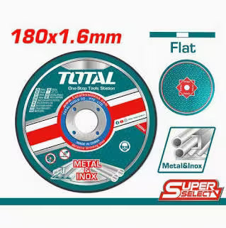 TOTAL DISCO DE CORTE PARA METAL Y ACERO INOX 180X1.6X22.2MM (7"X1/16"X7/8") TAC2161801