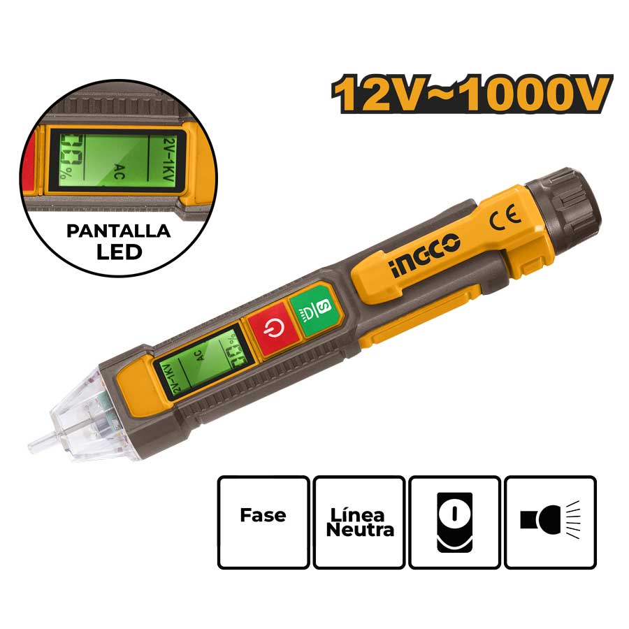 INGCO DETECTOR DE VOLTAJE AC 12V - 1000V VD210003
