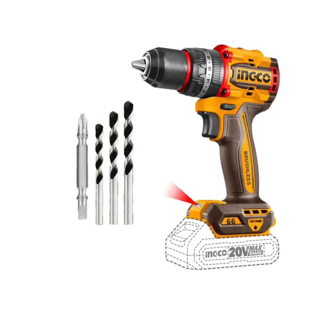 INGCO TALADRO PERCUTOR INALAMBRICO 1/2" - 55 N.M - 20V - UCIDLI20558