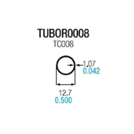 TUBO ALUMINIO CIRCULAR 1/2" MATE  TC008A -  TCCM3M / STM-204