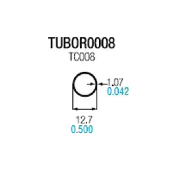 TUBO ALUMINIO CIRCULAR 1/2" MATE  TC008A -  TCCM3M / STM-204