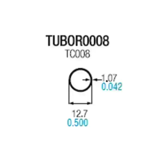 TUBO ALUMINIO CIRCULAR 1/2" MATE  TC008A -  TCCM3M / STM-204