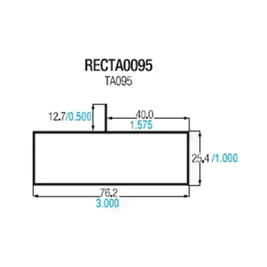 T095 / T-095 TUBULAR RECTANGULAR ALUMINIO 3X1 CON ALETA T095