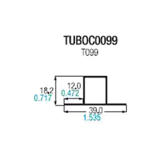 TUB0C0099 TUBULAR CUADRADO ALUMINIO 3/4 X 5/8 DOBLE ALETA - T099