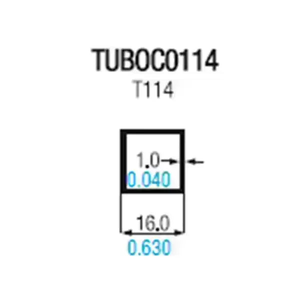 TUBOC0114 TUBULAR CUADRADO ALUMINIO 5/8 X 5/8 LISO CRUDO - T114