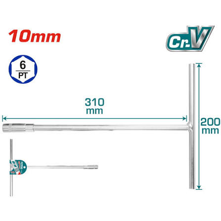 TOTAL LLAVE COPA EN T 10MM 200X310MM THTSW1006