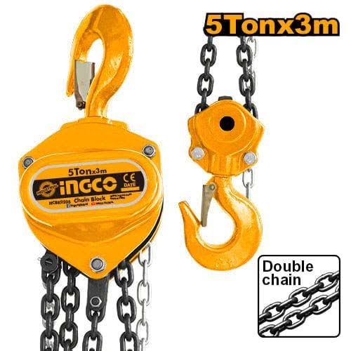 INGCO DIFERENCIAL MANUAL DE CADENA 5 TON X 3 MTS X 2 CADENAS HCBK0205