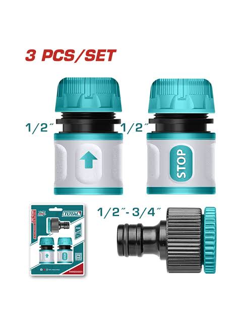 TOTAL JUEGO DE CONECTORES RAPIDOS PARA MANGUERA - 3 PCS THWS030301