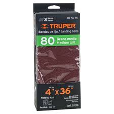 TRUPER BANDAS DE LIJA GRANO 80 3 PIEZAS B80-PUL-4X6