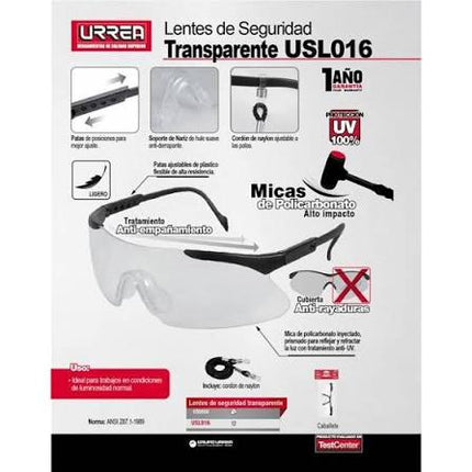 URREA LENTES DE SEGURIDAD AJUSTABLES USL016