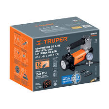 TRUPER COMPRESOR DE AIRE PORTATIL CON LINTERNA DE LED 12V 19999