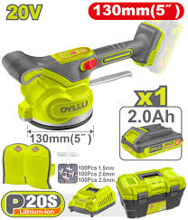 DYLLU VIBRADOR DE BALDOSA INALAMBRICA 20V CON VENTOSA CAP 50KG + UN PAR DE RODILLERAS + SEPARADORES DE BALDOSA + 1 BATERIA 2.0AH + CARGADOR Y CAJA DE HERRAMIENTA UDTTVM1D125