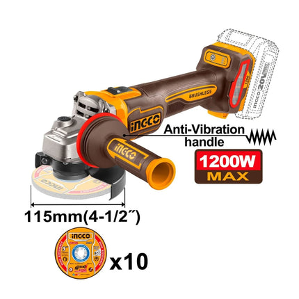 INGCO COMBO 20V 1 TALADRO 1/2 + 1 PULIDORA 4-1/2 + 1 ROTOMARTILLO + 2 BATERIAS 4.0AH CARGADOR Y ACCESORIOS UCKLI202598