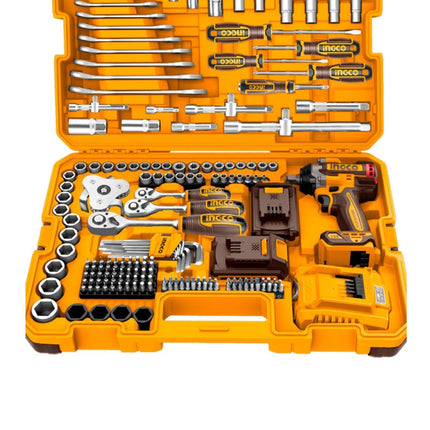 INGCO SET LLAVE DE IMPACTO INSLAMABRICA 1/2" 20V 550 N.M CON HERRAMIENTAS 172 PCS UHKTHP41723