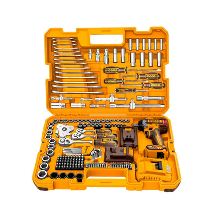 INGCO SET LLAVE DE IMPACTO INSLAMABRICA 1/2" 20V 550 N.M CON HERRAMIENTAS 172 PCS UHKTHP41723