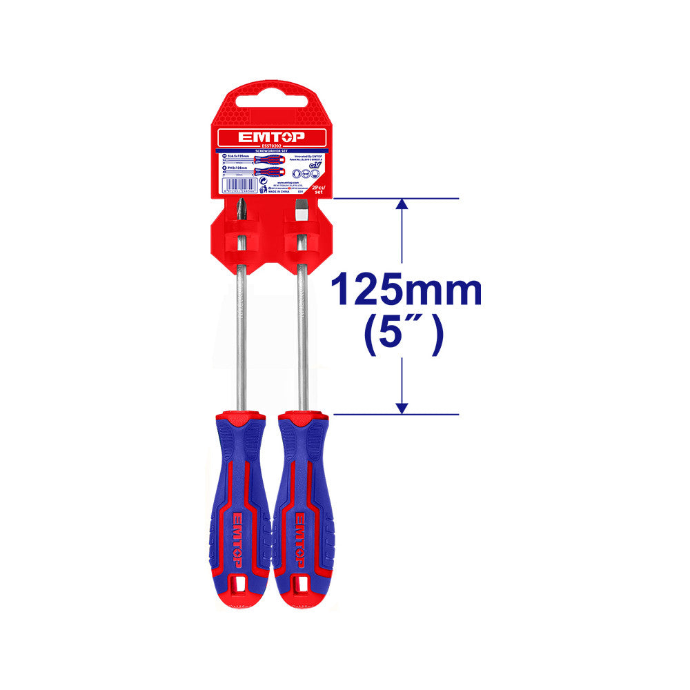 EMTOP JUEGO DE DESTORNILLADORES DE 2PZS X125MM - ESST0202