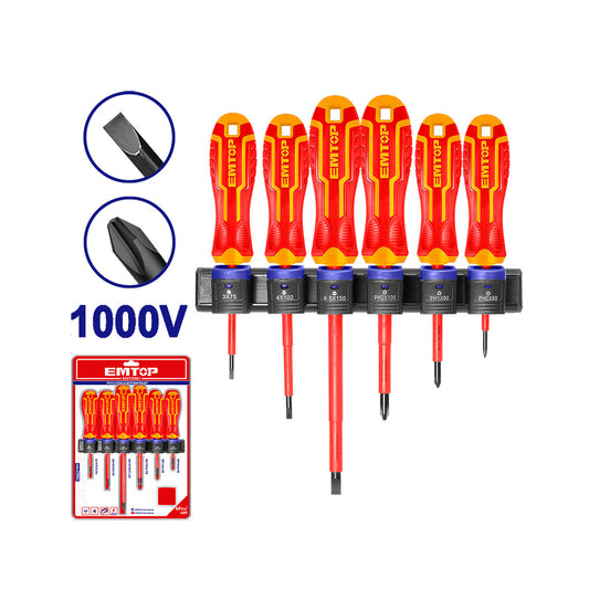 EMTOP JUEGO DE DESTORNILLADORES AISLADOS 1000V 6 PZS ESSTJS061