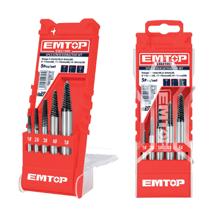 EMTOP JUEGO DE EXTRACTOR DE TORNILLOS 5 PIEZAS ESES1008