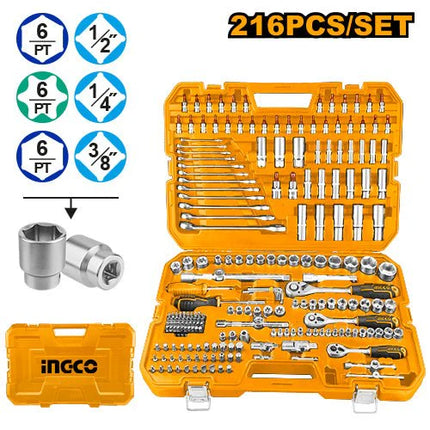 INGCO JUEGO DE COPAS Y LLAVES 216 PCS HKTHP22161