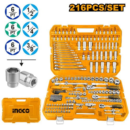 INGCO JUEGO DE COPAS Y LLAVES 216 PCS HKTHP22161