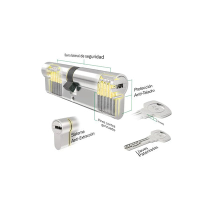 YALE KIT DE CERRADURA DE EMBUTIR CAJA- MANIJA- CILINDRO COLOR CROMADA  0006828