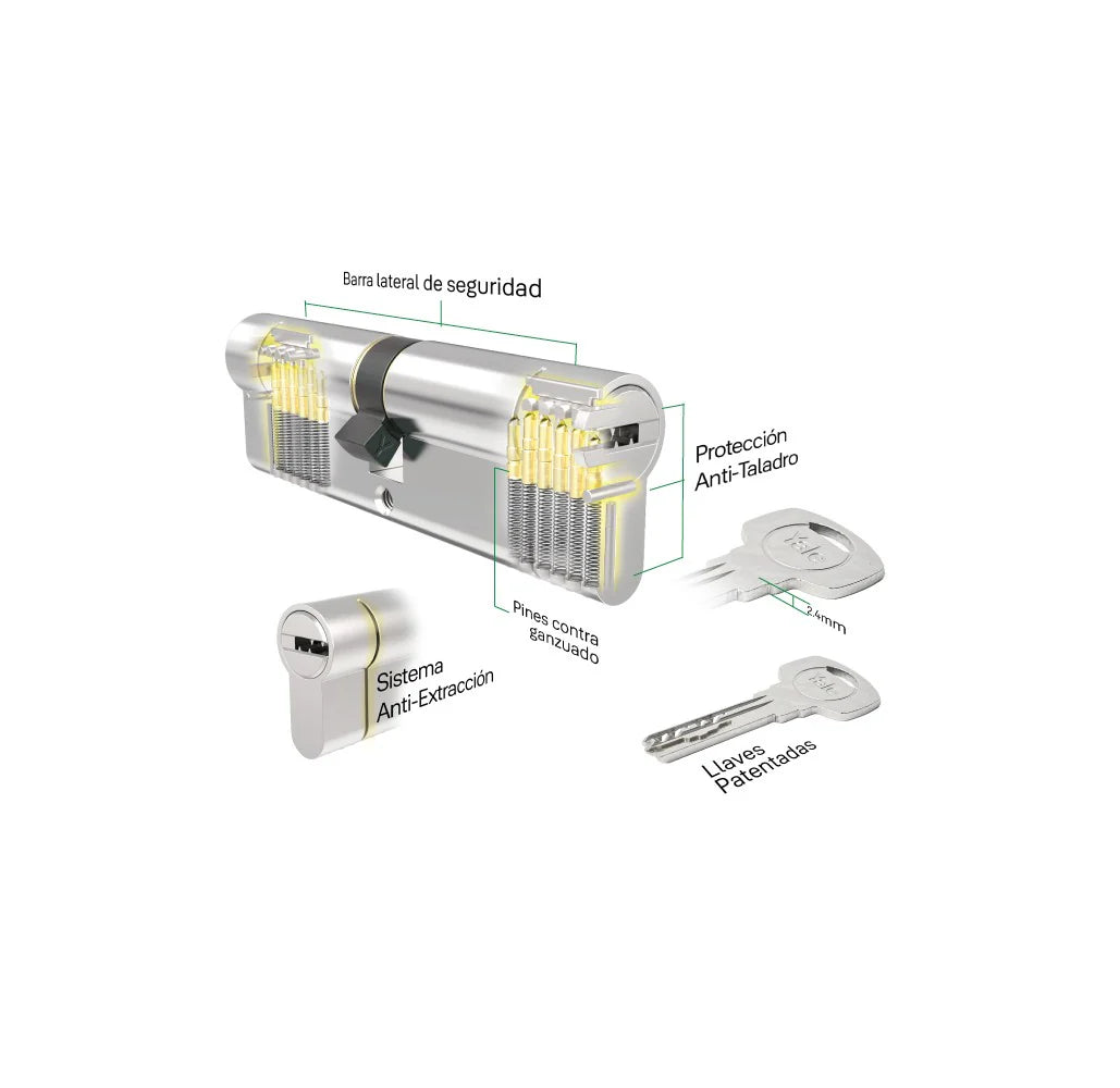 YALE KIT DE CERRADURA DE EMBUTIR CAJA- MANIJA- CILINDRO COLOR CROMADA  0006828