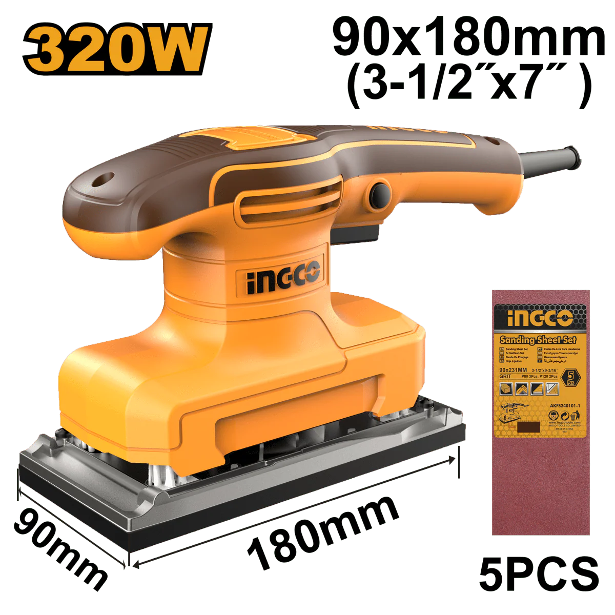 INGCO LIJADORA ORBITAL RECTANGULAR 320W UFS3216