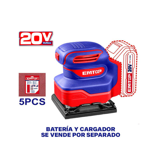 EMTOP LIJADORA DE LAMINAS ORBITAL INHALABRICA 20V - ELSHS2014