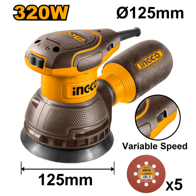 INGCO LIJADORA ROTO ORBITAL 5" 320W URS3216