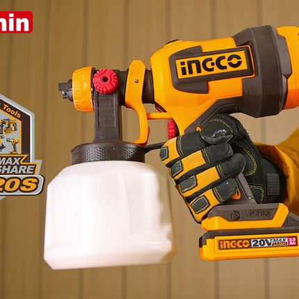 INGCO PISTOLA PARA PINTAR 20V 1000ML CON BATERIA Y CARGADOR UCSGLI20042