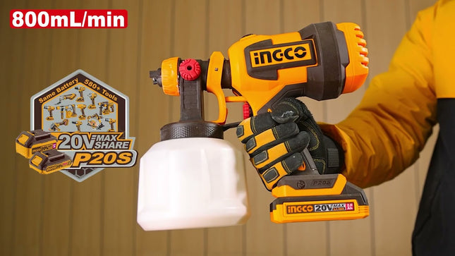 INGCO PISTOLA PARA PINTAR 20V 1000ML CON BATERIA Y CARGADOR UCSGLI20042