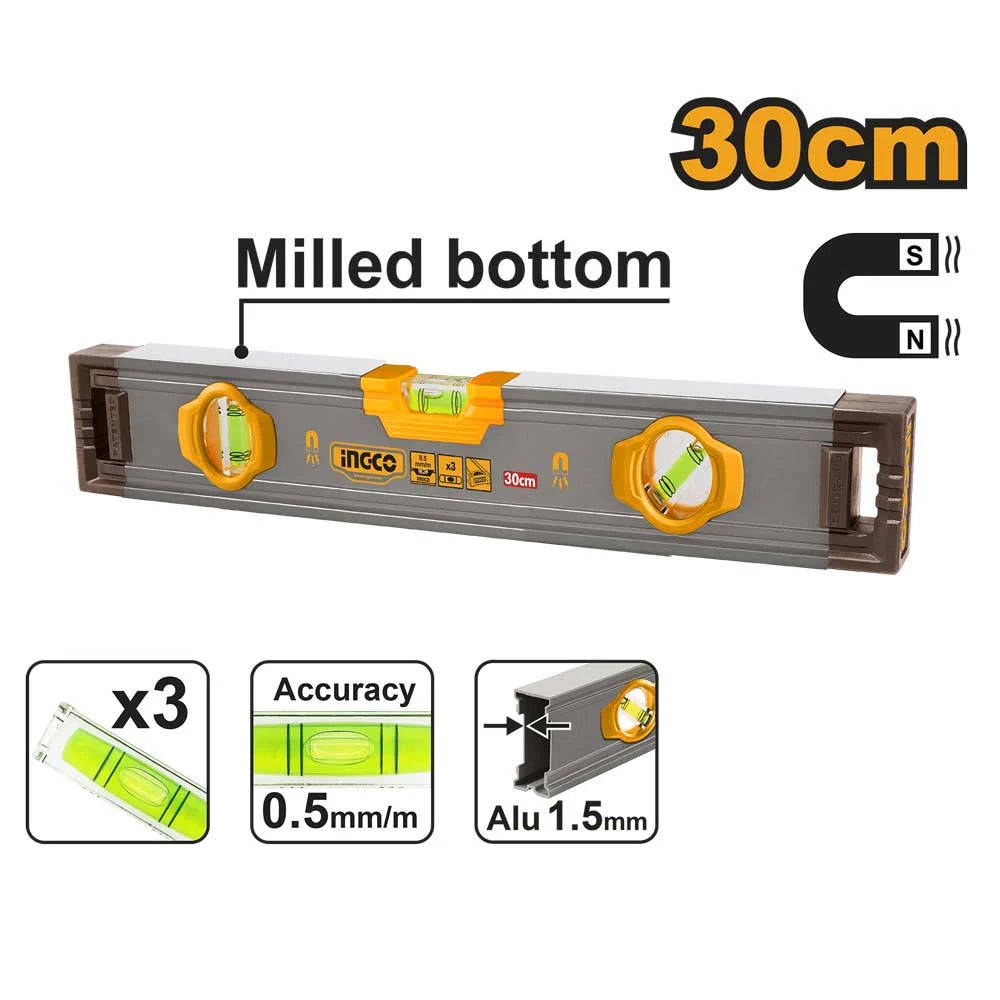 INGCO NIVEL DE ALUMINIO MAGNETICO 30 CM HSL38030M