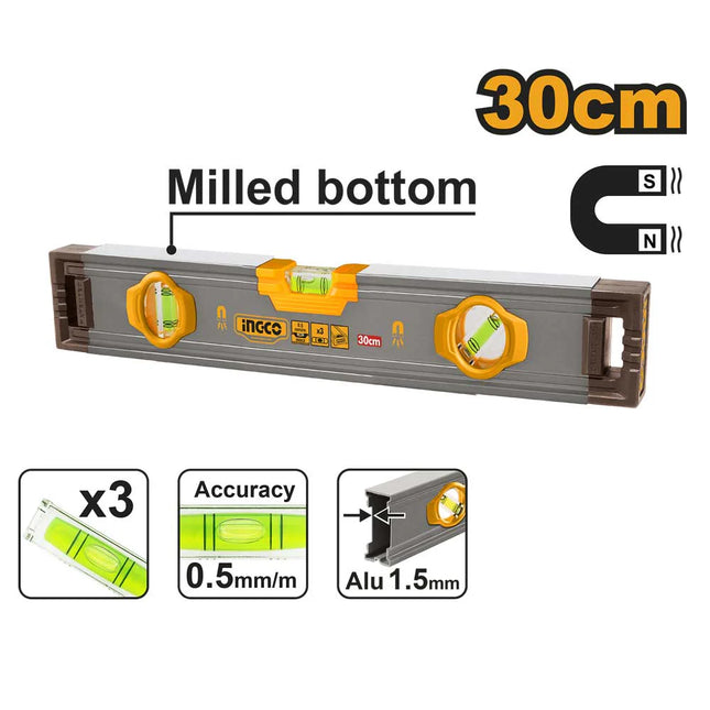 INGCO NIVEL DE ALUMINIO MAGNETICO 30 CM HSL38030M