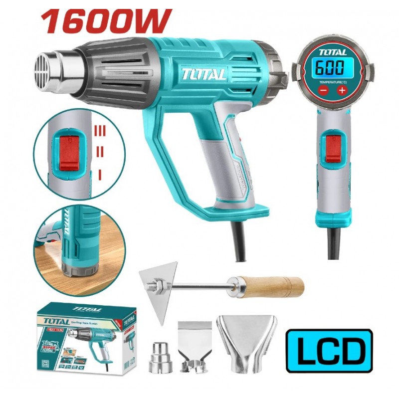 TOTAL PISTOLA DE CALOR CON PANTALLLA LCD 1600W UTB16056