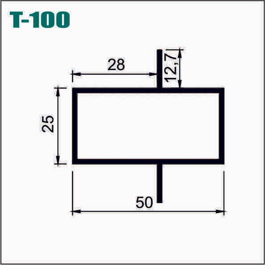 TUBULAR RECTANGULAR ALUMINIO 2 X 1 DOBLE ALETA - T100 / CIA-T100