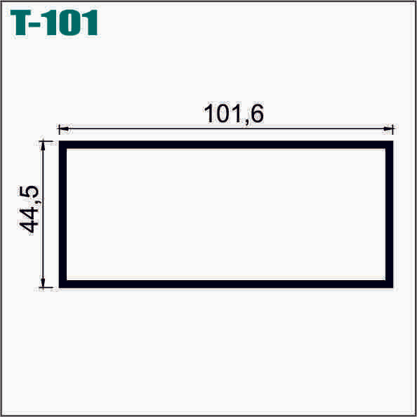 TUBULAR RECTANGULAR ALUMINIO 4 X 1-3/4 LISO - T 101 / CIA-D083