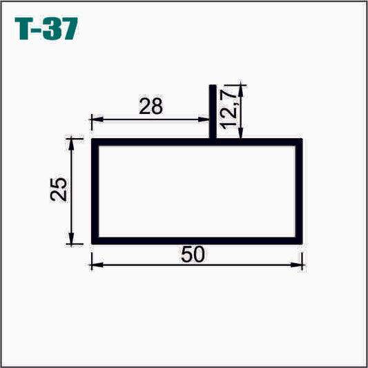 TUBULAR RECTANGULAR ALUMINIO 2 X 1 CON ALETA - TA037BM / CIA-T37