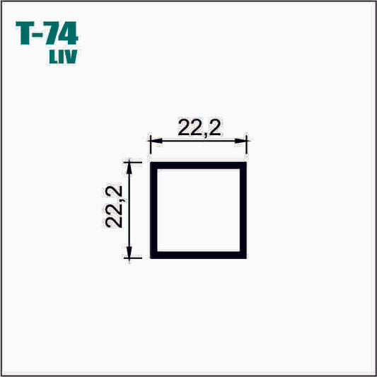 TUBOC0074   TUBULAR CUADRADO ALUMINIO 7/8 X 7/8 LISO CRUDO - T074