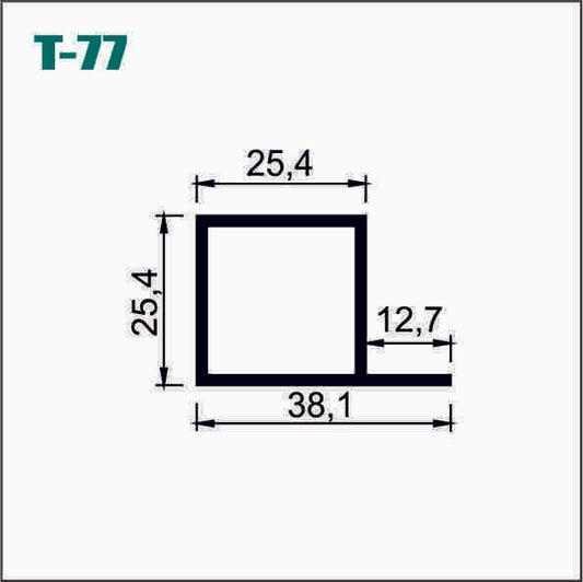 TUBOCA0077 TUBULAR CUADRADO ALUMINIO 1X1 CON ALETA - T077