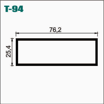 RL09M / CIA-76X25X1.0  TUBULAR RECTANGULAR ALUMINIO 3X1 LISO - T094